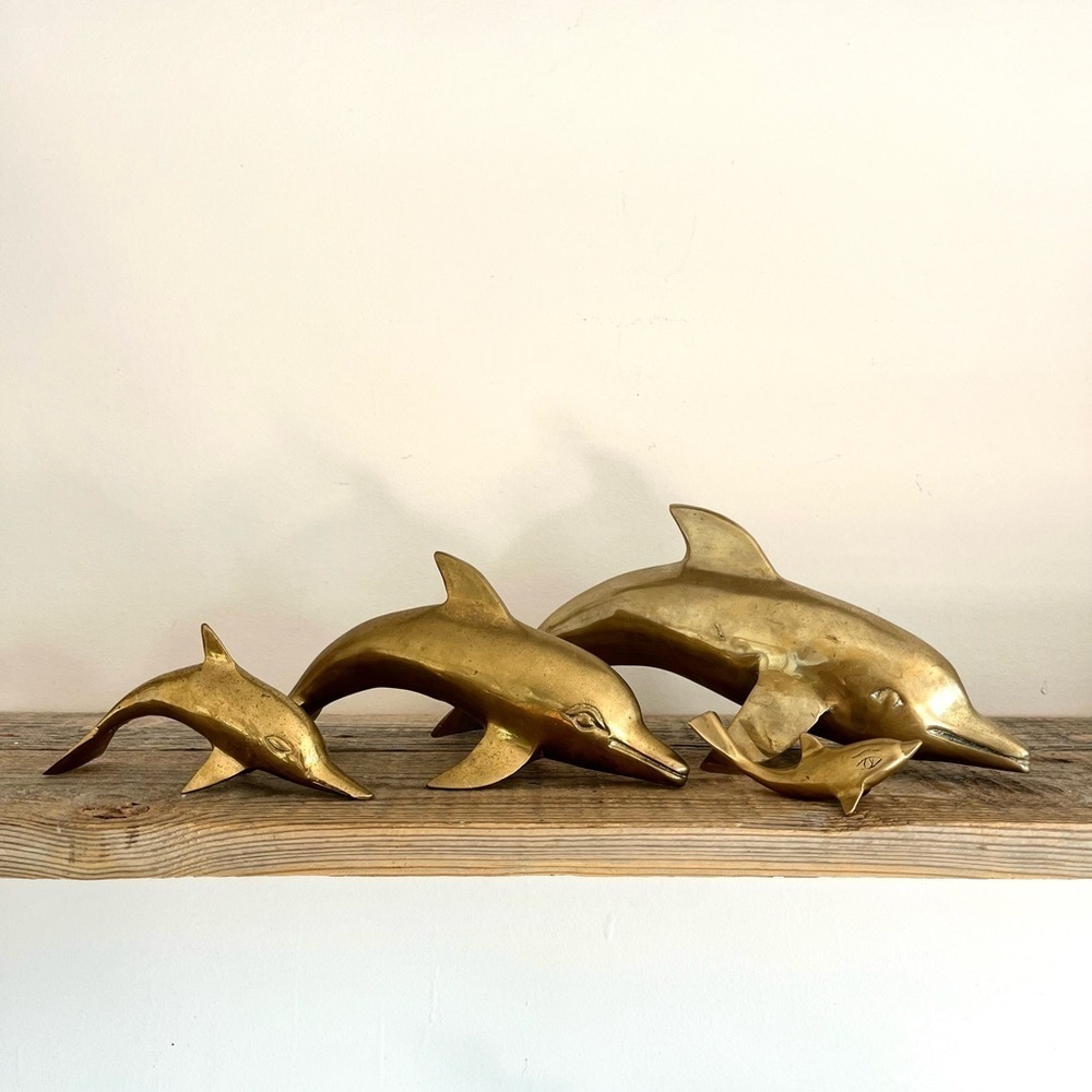 Brass Dolphin sculptures Set of 4